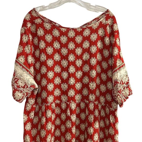 Emery Rose Women's 4XL Red Floral 3/4 Sleeve Tunic Top Casual Spring - Picture 13 of 16